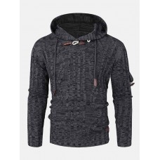 Mens Cable Knitted Toggle Front Warm Hooded Sweaters