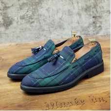 Men Stitching Slip On Pointed Toe Stylish Loafers Shoes