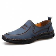 Men Hand Stitching Non Slip Soft Sole Slip On Casual Shoes