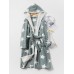 Mens Thick Star Print Home Sashes Plush Warm Hooded Sleepwear Robes With Pocket