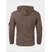Mens Cable Knitted Toggle Front Warm Hooded Sweaters
