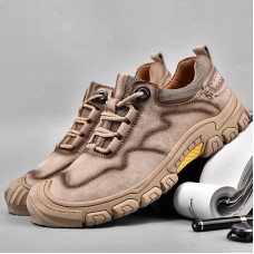 Men Outdoor Pigskin Leather Soft Soled Casual Walking Shoes