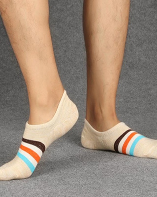 Men Combed Cotton Athletic Socks with Silicone Slip Outdoor Stripe Deodorization Ankle Sock