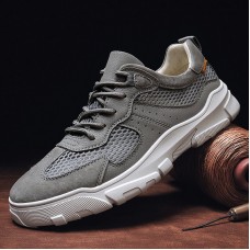 Men Daily Mesh Breathable Non Slip Lace Up Casual Running Sport Shoes